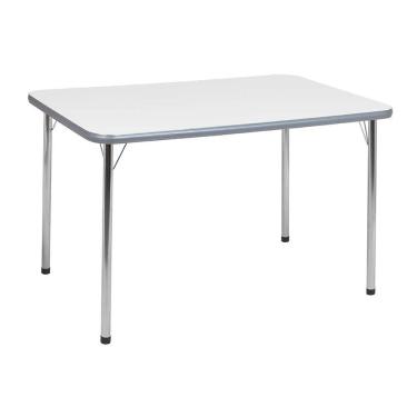 Imagem de mesa de cozinha retangular carla cromada e branca 120 cm