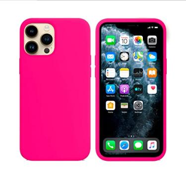 Imagem de Capinha Colorida Compatível Com iPhone 14 PRO Vermelha ,Preta, Laranja, Amarela, Azul, Rosa, Pink, Branca, Lilás, Marrom, Verde, Roxo, Bordô, Case Slim Flexível Aveludada Com 3 Camadas De Proteção PREMIUM ONYK (Rosa Pink)