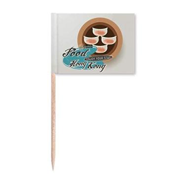 Imagem de Hong Kong Har Gow Bolinhos de Dente Bandeira Marcador Topper Decoração de Festa