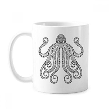 Imagem de Pintura polvo oito canecas pretas cerâmica café porcelana xícara louça