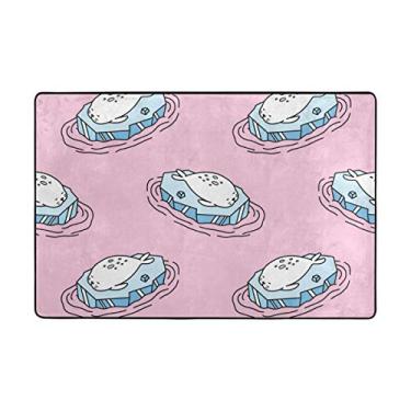 Imagem de My Little Nest Tapete de área leões marinhos gelo rosa leve antiderrapante tapete macio 12 x 15 cm, esponja de memória interior decoração externa tapete para entrada sala de estar quarto escritório cozinha corredor