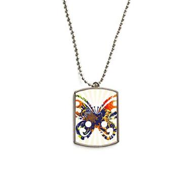 Imagem de Colar com pingente de borboleta de aço inoxidável com pingente de placa de cachorro para animais de estimação