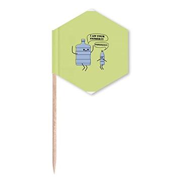 Imagem de Garrafa de balde com bandeiras de palito de dente para bebidas líquidas, palitos de cupcake, festa comemoração