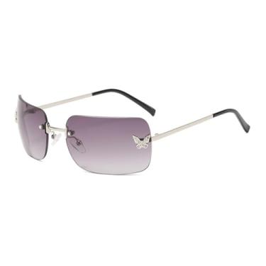 Imagem de Óculos de sol quadrados de diamante sem moldura feminino produto óculos de condução retrô rave party glasse, 5, tamanho único