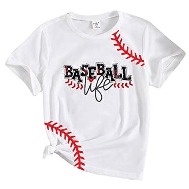 Imagem de Camisetas femininas de beisebol com estampas 3D para meninas e meninos com estampa de adolescentes, roupas de manga curta, Rosa, 5-6X