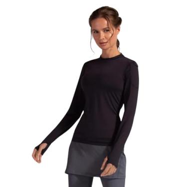 Imagem de BloqUV Camiseta atlética feminina FPS 50+ proteção solar 24 horas por dia, 7 dias por semana, preta