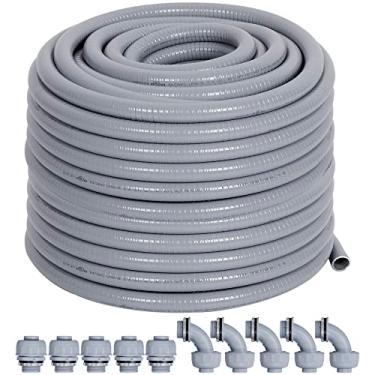 Imagem de Neorexon Kit de conduítes líquidos de 30,5 m e 10 peças de conector, conduíte elétrico 3/4 30,5 m, conduíte flexível com 5 conexões de conector de conduíte reto e 5 de 90 graus