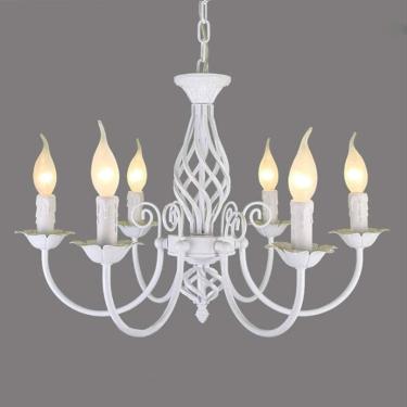 Imagem de Luz pendente retro metal estilo industrial lustre altura ajustável e14 lâmpada pendurada iluminação sala de jantar lâmpada pendurada sala de estar quarto villa luz cúpula decorativa branca