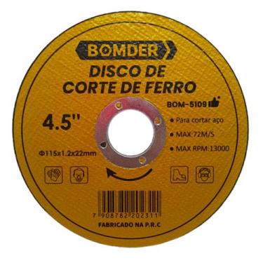 Imagem de Disco De Corte Aço Tubos Chapas Barra 4,5 Polegadas 115 mm BOM5109 - B