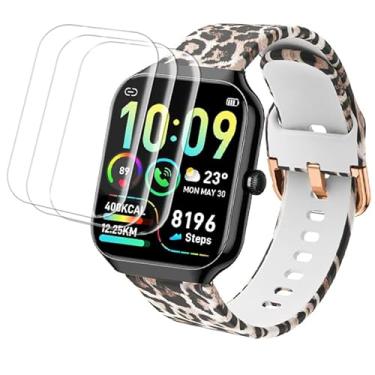 Imagem de Tznzxm Pulseiras para relógios inteligentes Tensky GTX12, protetor de tela Tensky GTX12, pulseiras de silicone macio ajustáveis com estampa de leopardo marrom para smartwatch Tensky GTX12 de 5.1 cm