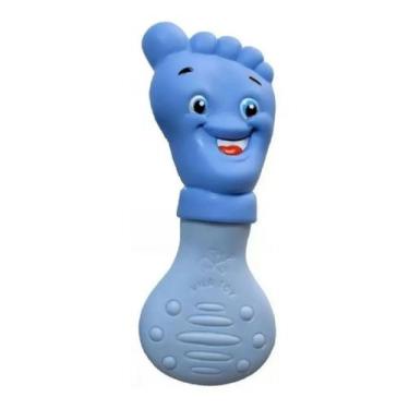 Imagem de Mordedor De Pezinho Azul Bebe Divertido Anti Stress Gengiva Bebe - Vil