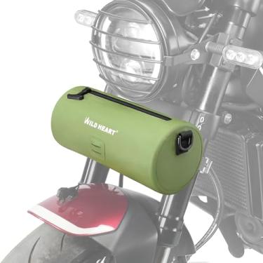 Imagem de WILD HEART Bolsa para guidão de motocicleta pequena bolsa lateral à prova d'água com alça de ombro compatível com mini viagem de bicicleta UTV/ATV (verde-oliva)