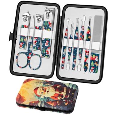 Imagem de Conjunto de meias de Natal para manicure, 10 peças, kit de cortadores de unhas para cuidados pessoais, ferramentas profissionais de aço inoxidável, presentes de Natal para mulheres e homens