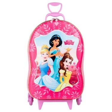 Imagem de Mochila 3D De Rodinhas Infantil Princesas Rosa Disney - Maxlog