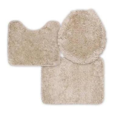 Imagem de Kit Jogo De Banheiro 3 Peças Peludo Felpudo Shaggy Luxo bege - Claudia