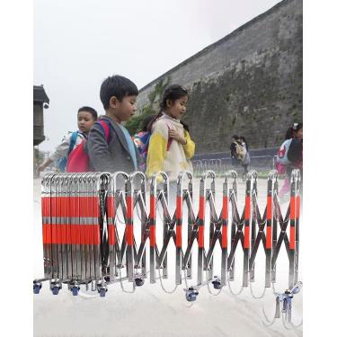 Imagem de Barricada móvel expansível para barricada de segurança móvel para berçário, barricada de metal expansível de segurança industrial, barricada de trânsito hospitalar para pátio, escola, hospital, 1,1 m