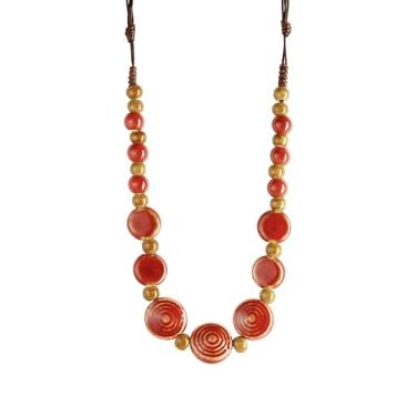 Imagem de MINACHI Boho Hippie Colar de contas de cerâmica, vintage, boêmio, verão, praia, presente para mulheres, Zinco, Sem Pedra Preciosa