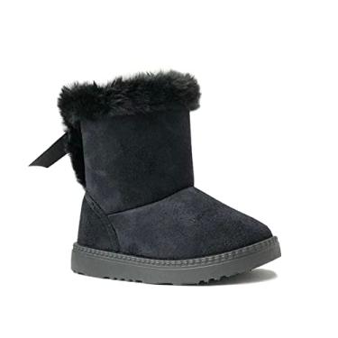 Imagem de REDVOLUTION botas infantis para meninas, linda bota de neve com laço de borboleta (375 preta, criança pequena 12)