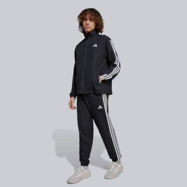 Imagem de Agasalho Adidas 3 Stripes WV Preto e Branco, P