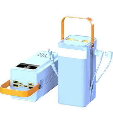 Imagem de Power Bank 80000mAh USB Grande Pacote De Bateria Com Display LED 22.5W Carregamento Rápido Powerbank Cabos Integrados Carregador Portátil Compatível Com Smartphones Tablets(Size:60000Mah,Color:branco)