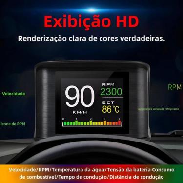 Imagem de Head Up Display OBD2 Universal P10 - Alarme de Velocidade com Display 