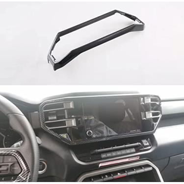 Imagem de TUBAIZAI Acessórios para carro Console central painel de ar condicionado acabamento de tampa de ventilação compatível com Toyota Tundra 2022 2023 ABS 1 peça (estilo fibra de carbono)
