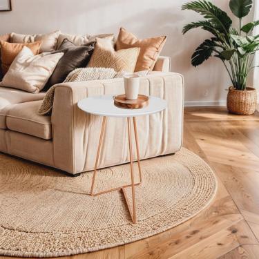 Imagem de Mesa de Canto Lateral Paris Metal com Vidro 50x40 Cm