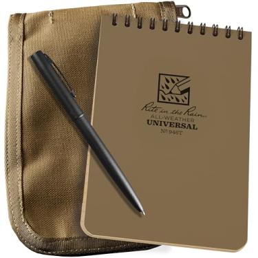 Imagem de Rite In The Rain Kit de caderno espiral à prova de intempéries 10 x 15 cm: capa de tecido Tan Cordura, caderno bronze de 10 x 15 cm e caneta à prova de intempéries (nº 946T-KIT)