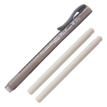 Imagem de Kit Caneta Borracha PENTEL Clic Eraser Transparente + 2 Refil, Preto