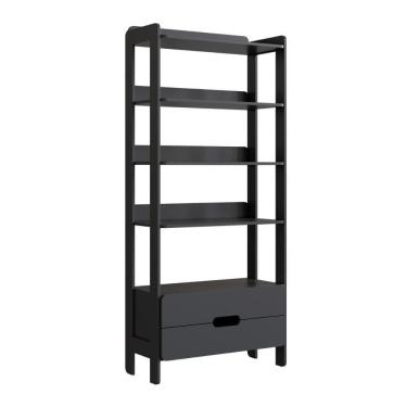 Imagem de Armário Estante Multiuso 4 Prateleiras E 2 Gavetas Elvis - Preto
