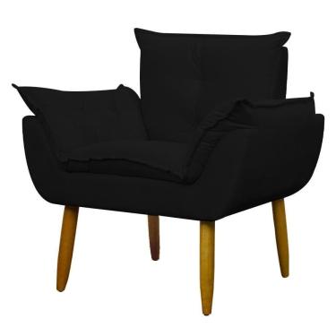 Imagem de Poltrona Decorativa Para Consultório Opala Suede Herrero Preto