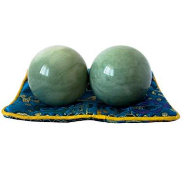 Imagem de Addune Bolas de Baoding Verde Escuro Mármore Chinês Exercício de Saúde Massagem Bolas Estresse Alivia Exercício de Mão Relaxe Dedos Presente, Dark Green, 2''