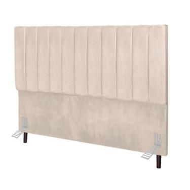Imagem de Cabeceira Estofada Esther Casal 140 Cm Suede Bege Com Pés Tatite Decor