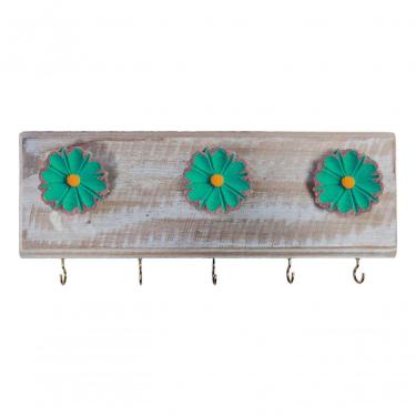 Imagem de Porta Chaves Artesanal Flores 3d Colorido Cor Verde