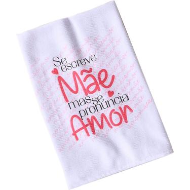 Imagem de Kit 6 Pano De Copa Sarja Amor De Mãe 220g-m² 100% Algodão 45x75cm Branco