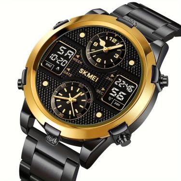 Imagem de Relógio De Pulso Masculino Fashion Skmei Com Pulseira De Aço Dourado