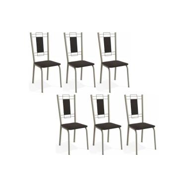 Imagem de Cadeira De Cozinha Florença 2c005nk Aço Kit 6 Un Niquel Preto 110