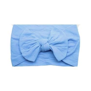 Imagem de Laços De Cabelo Infantil Menina Turbantes De Bebê Fixa Grossa Azul Celeste