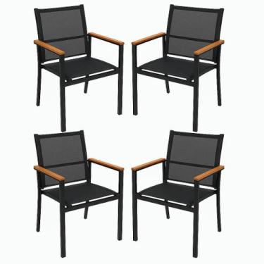 Imagem de 4 Poltrona Alumínio E Tela Sling área Gourmet Varanda Luxo conjunto jo