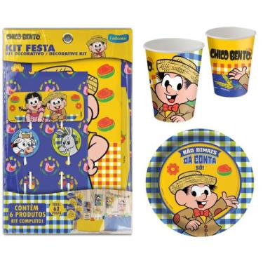 Imagem de Kit Festa de Aniversário Decorativa + Copos e Pratos Chico Bento - 94 