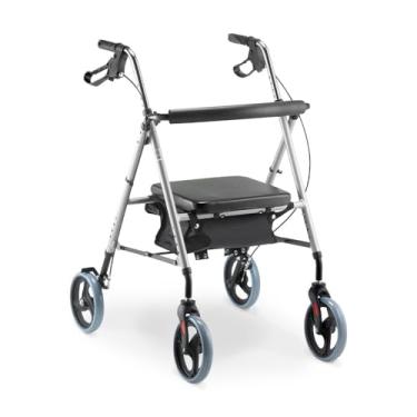 Imagem de Andador de Alumínio Dobrável 4 Rodas com Assento suporta até 110kg D12 Dellamed