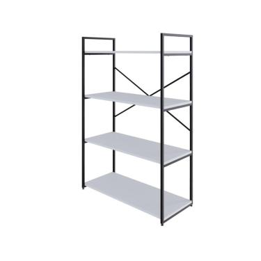 Imagem de Estante C/04 Prateleiras 118x80x33cm Yon Branco Tx/est.preta Branco Tx/est.preta