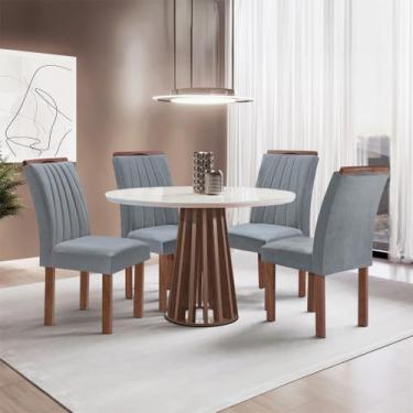 Imagem de Conjunto Mesa Tampo Redondo Plus Vidro Kansas 100cm 4 Cadeiras Arizona