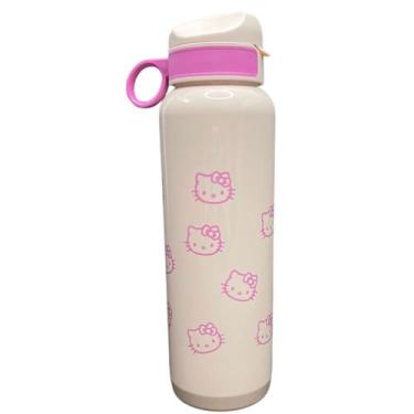 Imagem de Garrafa Garrafinha de Água Infantil Squeeze Hello Kitty 1000ml Rosa Cl