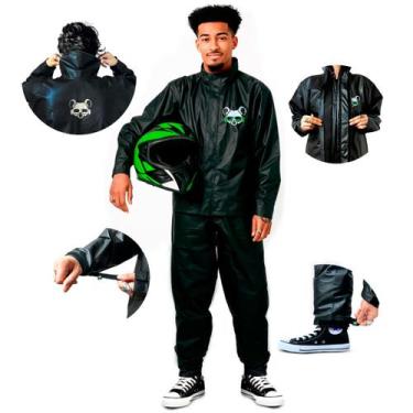 Imagem de Capa de Chuva Motoqueiro Impermeável Conjunto Pvc Reforçado Frio Chuva