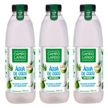 Imagem de Kit 3x Água de Coco Integral Garrafa Pet 900ml Campo Largo