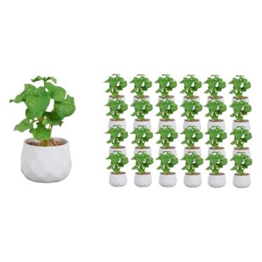 Imagem de ESSMOKO 24 vasos de planta artificial de grama, planta falsa em vaso pequeno para decoração interna de escritório e sala de estar, planta artificial decorativa realista em vaso de plástico, 13 cm