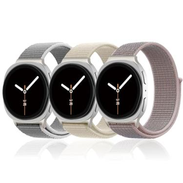 Imagem de Pacote com 3 pulseiras de nylon para Galaxy Watch 8 de 40 mm e 44 mm/Galaxy Watch 8 Classic de 46 mm / feminina, tecido macio respirável, pulseira ajustável para Samsung Galaxy Watch 8/8 Classic