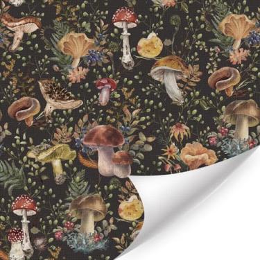 Imagem de LHIUEM Papel de parede para descascar e colar de cogumelo de fada, papel de parede de cogumelo caprichoso escuro (43,9 cm x 299,7 cm), papel de parede Cottagecore de conto de fadas, papel de contato