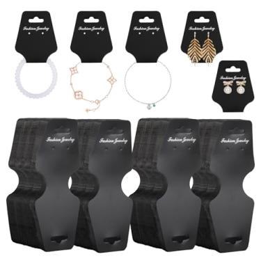 Imagem de 400 peças de porta-cartões para exibição de joias, etiquetas dobráveis para pendurar pulseiras, brincos, chaveiro, brincos de orelha, laços de cabelo - preto